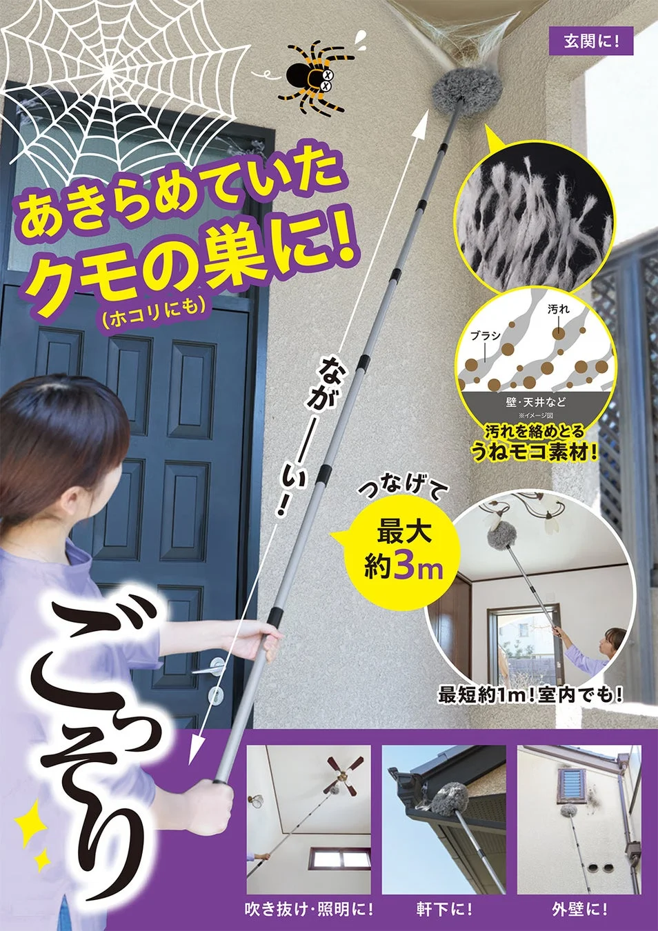 のびのびクモの巣ごっそり職人